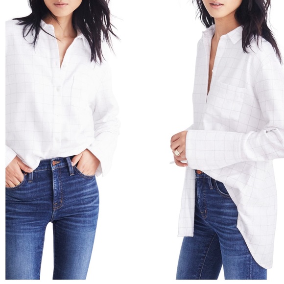 Madewell Tops - Madewell Ex Boyfriend White Flannel